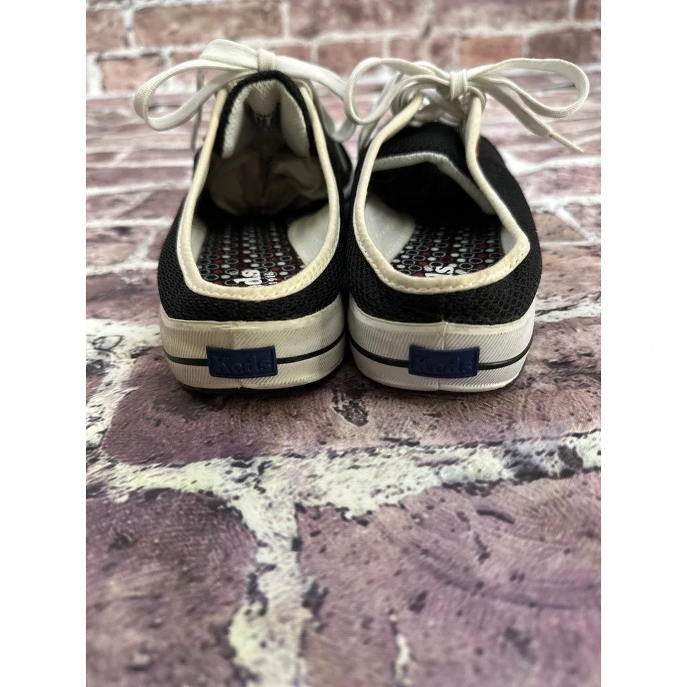 Keds Womens Black Mesh Mule Sneakers Slip On Lace Up Backless Size 8.5 Casual